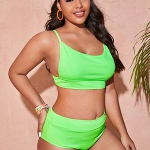 Plus Size Ribbed Neon Lime Bikini Size 4X